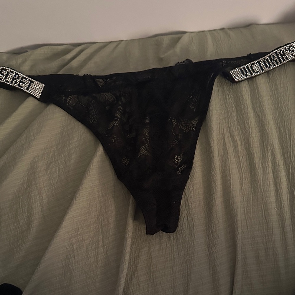 Victoria's Secret Black Lace Thong